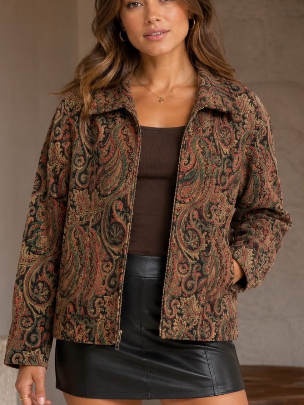 Vintage Bon Worth Tapestry Jacket Blazer Womens Size Medium Multicolor